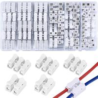 65/100 Pcs Spring Wire Connectors, Spring Clamp Terminal Cable Clamp Connector, CH-2 Electrical Cable Connectors Block, 2 Pin...