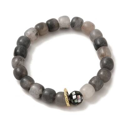 Natural Cloudy Quartz & Shell Stretch Bracelets