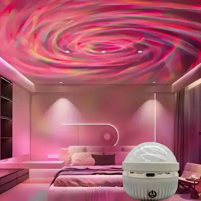 USB Powered Wave Design Night Light, Color Changing Wave Projector Ambient Light with Remote Control, Novelty Lighting for Ho...