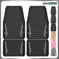 CAR PASS Bling Diamond Rhombus Rubber Leather Car Floor Mats, All-Weather for Car Full Set Durable Anti-Slip, Waterproof Trim...