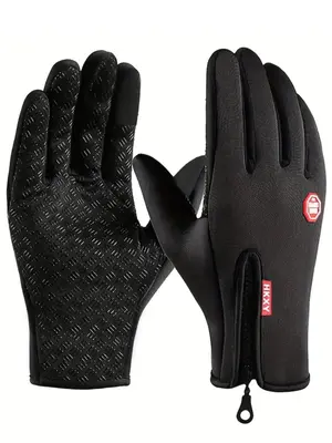 Winter Sensitive Touch Screen Gloves, with Adjustable Zipper, Windproof and Waterproof Function on The Back, Outdoor Climbing...