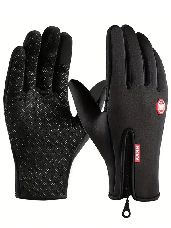 Winter Sensitive Touch Screen Gloves, with Adjustable Zipper, Windproof and Waterproof Function on The Back, Outdoor Climbing...