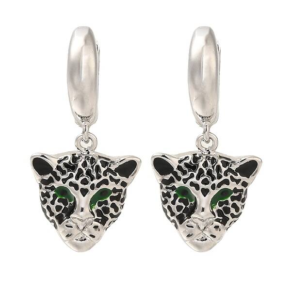 Rack Plating Leopard Brass Hoop Earrings