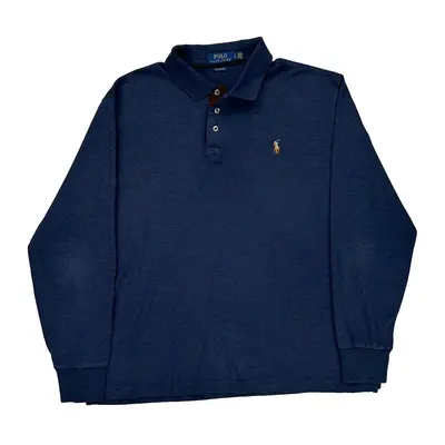 Ralph Lauren Long Sleeve Polo Shirt - Large Blue Cotton