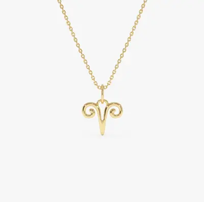 14K Aries Zodiac Charm Necklace