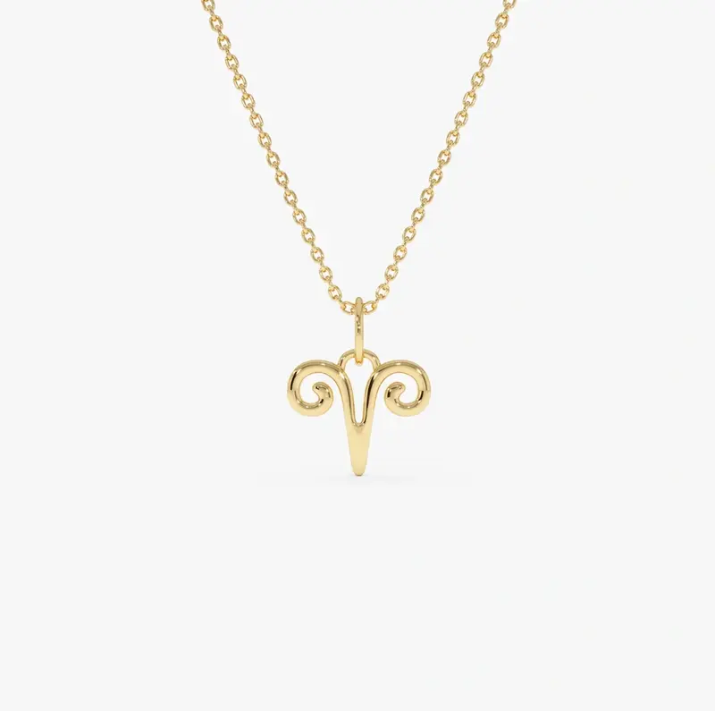 14K Aries Zodiac Charm Necklace