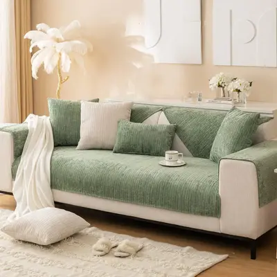 Textured Sofa Cover Mat, 1 Count Chenille Fabric Non-slip Sofa Couch Cover, Furniture Cover For Sofa
