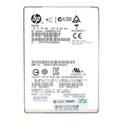 HP 765290-003 | 800GB SAS 12Gb/s Hot Pluggable Write Intensive SFF 2.5-Inch Solid State Drive for ProLiant Server ML570 Gen7