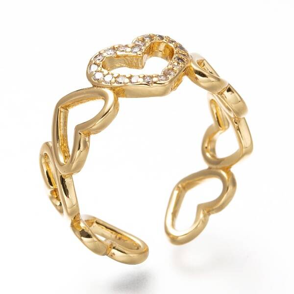 Brass Micro Pave Clear Cubic Zirconia Cuff Rings