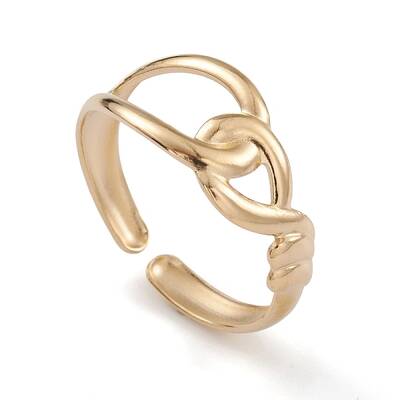 Ion Plating(IP) 304 Stainless Steel Hollow Knot Open Cuff Rings for Women