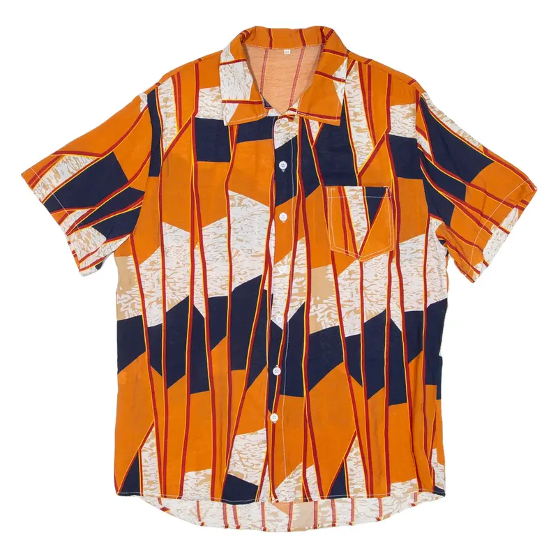 Mens Shirt Orange Crazy Pattern XL