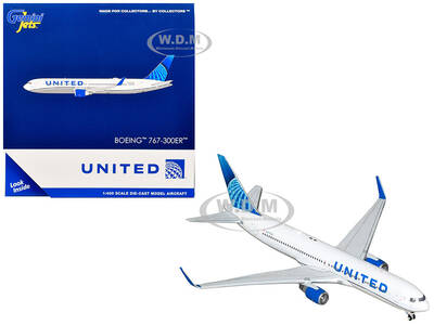 Boeing 767-300ER Commercial Aircraft United Airlines (N670UA) White with Blue Tail 1/400 Diecast Model Airplane by GeminiJe...