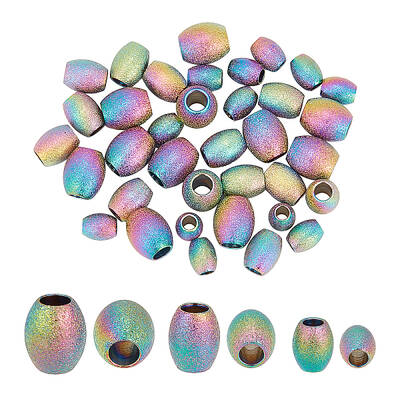36Pcs 3 Size PVD Vacuum Plating 304 Stainless Steel Beads