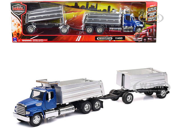 Freightliner 114SD Dump Truck with Twin Dump Body Blue \