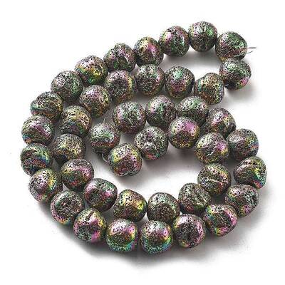 Electroplated Natural Lava Rock Beads Strands