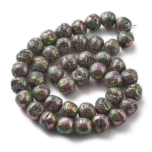 Electroplated Natural Lava Rock Beads Strands
