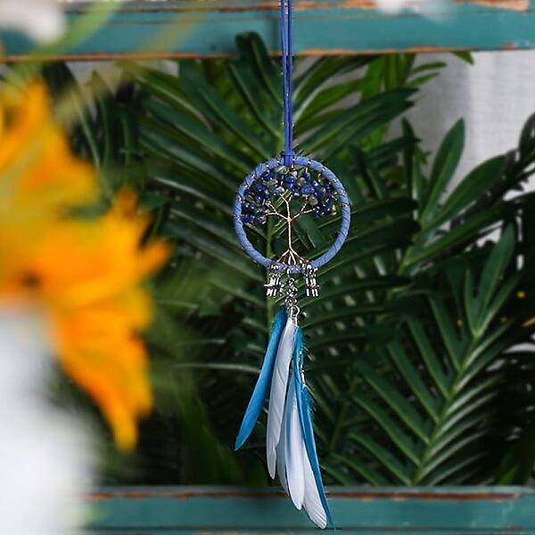 Woven Net/Web with Feather Hanging Ornaments