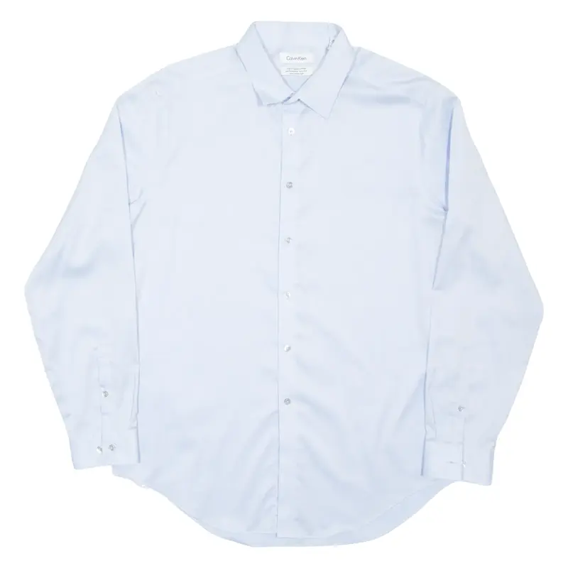 CALVIN KLEIN Slim Fit Mens Plain Shirt Blue Long Sleeve M
