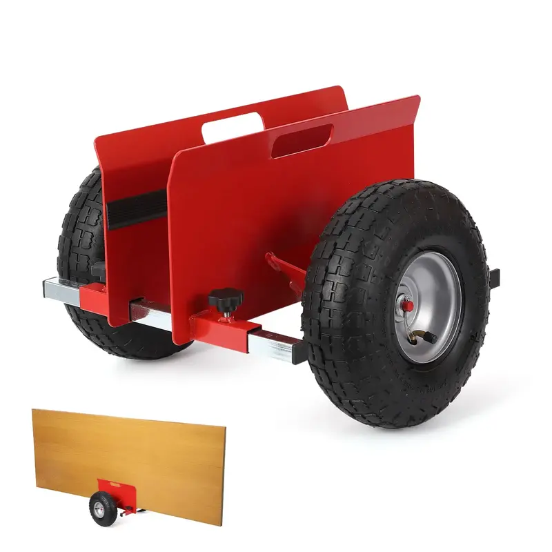 Garvee Panel Dolly Drywall Mover 600 LBS Capacity Adjustable Clamp 10 Inflatable Tires Alloy Steel Anti-Scratch Mats All Ter...