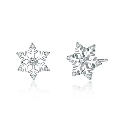 Sterling Silver Snowflake Stud Earrings