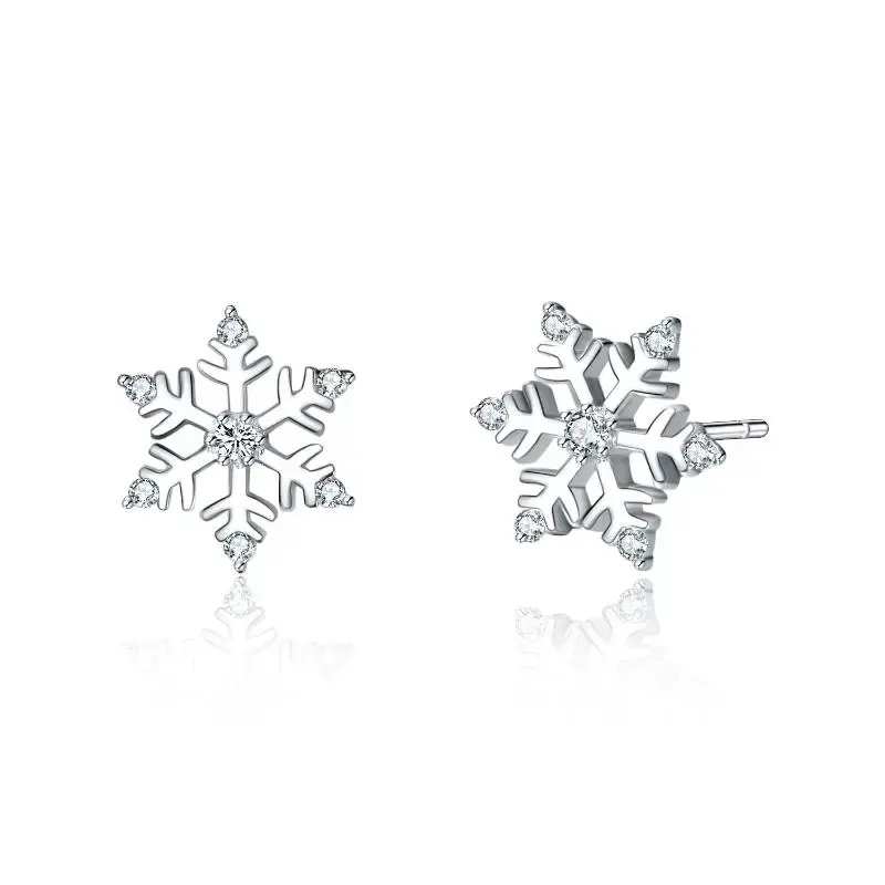 Sterling Silver Snowflake Stud Earrings