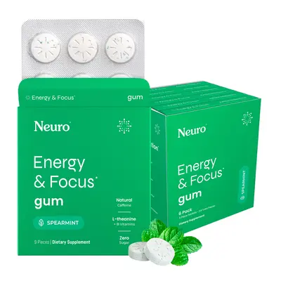 Neuro Energy Caffeine Gum/Mints for Energy & Focus - Sugar-Free with L-theanine, Caffeine, Vitamin B12 & Vitamin B6 - Spearmi...