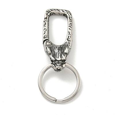 Tibetan Style 316 Surgical Stainless Steel Fittings with 304 Stainless Steel Key Ring