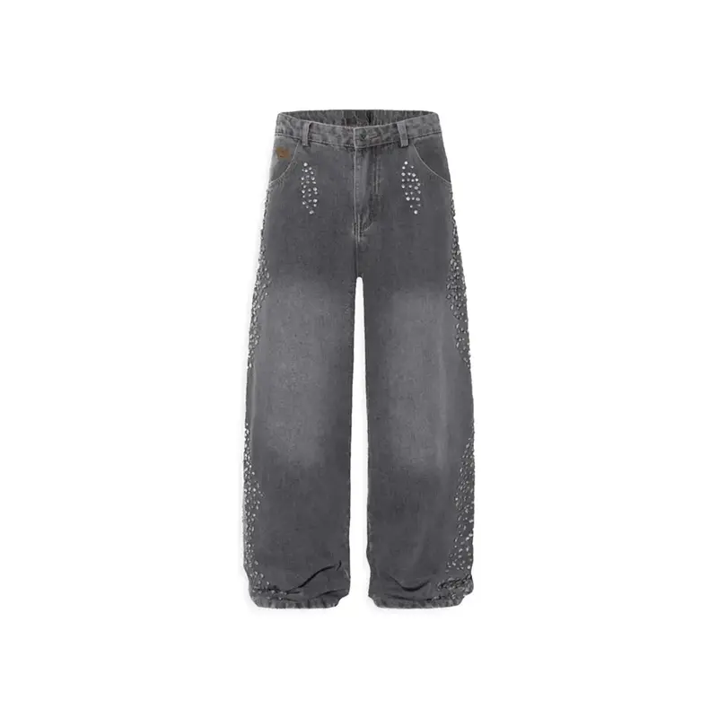 Aelfric Eden Rhinestone Application Loose Jeans Casual Soft Denim Baaggy Jeans Wide Leg Streetwear Trendy Bottoms Super Baagg...