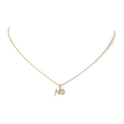 Clear Cubic Zirconia Word No Pendant Necklace