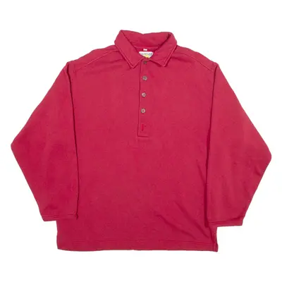 SWITCHER Oversized 1/4 Button Up Mens Sweatshirt Red Collared S