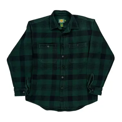 Cabelas Checked Flannel Shirt - Medium Green Cotton