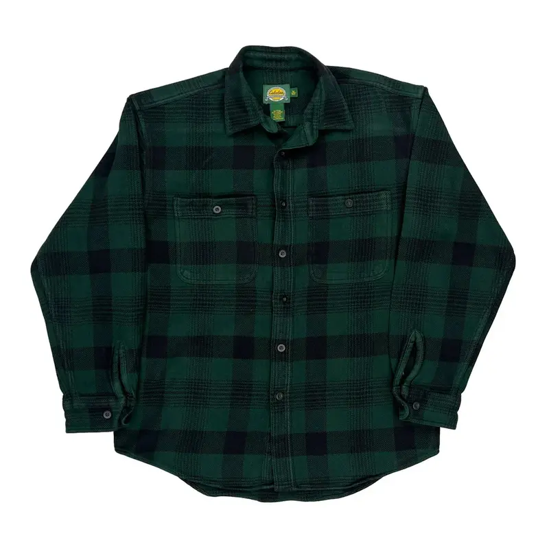 Cabelas Checked Flannel Shirt - Medium Green Cotton