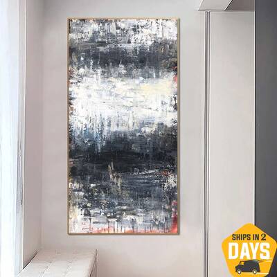Abstract Original Oil Painting on Canvas Large Abstract Original Oil Painting on Canvas Black White Artwork Room Decor | INCO...