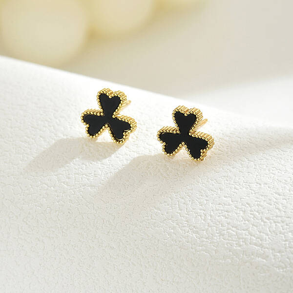 Elegant Vintage Floral Stainless Steel Stud Earrings for Women