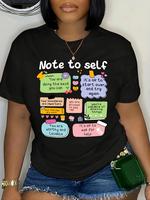 Women's Slogan Print Round Neck Tee, Fashion Casual Crew Neck Short Sleeve T-shirt for Daily Holiday Vacation Outdoor Wear, L...