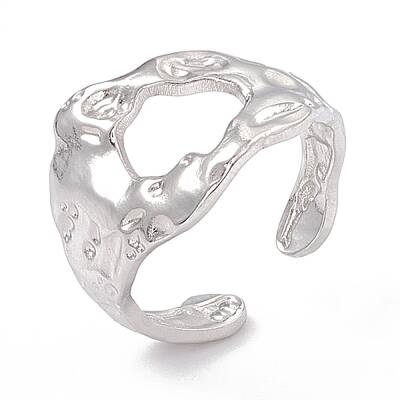 Non-Tarnish 304 Stainless Steel Wide Hollow Open Cuff Ring for Women