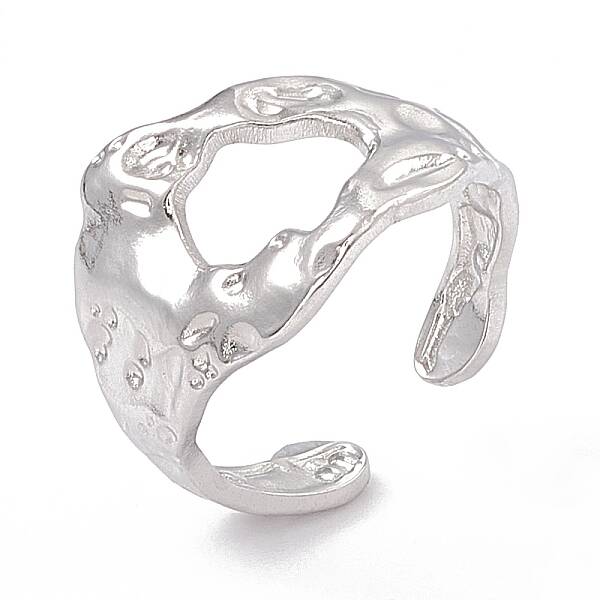 Non-Tarnish 304 Stainless Steel Wide Hollow Open Cuff Ring for Women