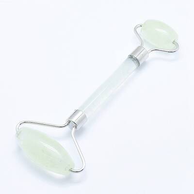 Green Watermelon Stone Glass Brass Face Massager