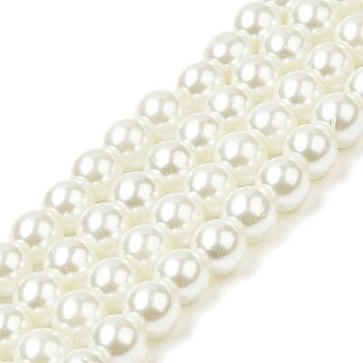 10 Strands Baking Painted Pearlized Glass Pearl Round Bead Strands
