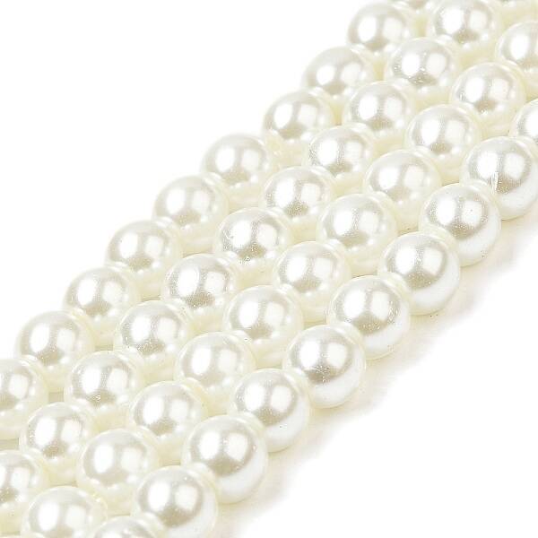 10 Strands Baking Painted Pearlized Glass Pearl Round Bead Strands