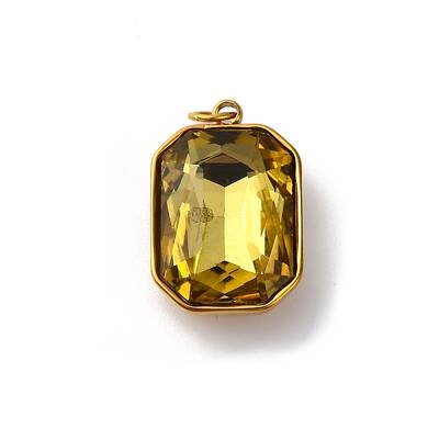 316 Stainless Steel Faceted Glass Pendants