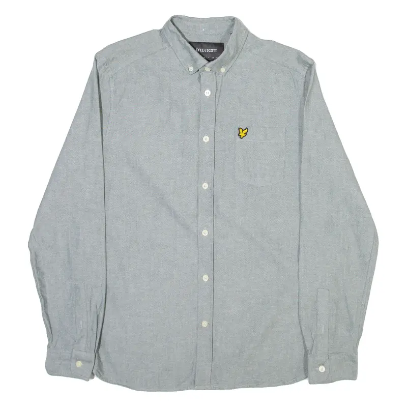 LYLE & SCOTT Mens Plain Shirt Grey Long Sleeve M