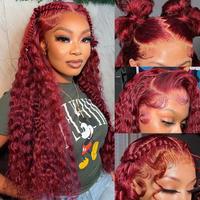 Cheetahbeauty 200% Density 99J Burgundy/Natural Black/Ombre T1B/4/27 Deep Wave Lace Front Wigs Human Hair 13x6 HD Lace Fronta...