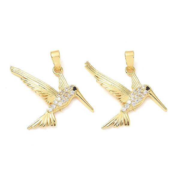 Brass Micro Pave Clear Cubic Zirconia Pendants