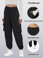 FireSwan Women's Plain Pocket Tie Front Cargo Pants, Fall Cargo Pants Women, Casual High Waist Trousers for Daily Wear, Ladie...