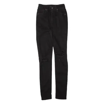 LEVI'S 721 High Rise Distressed Womens Jeans Black Slim Skinny W24 L30