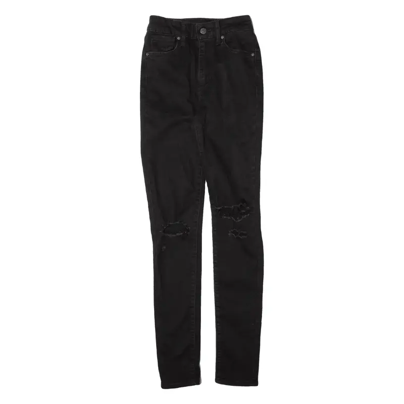 LEVI'S 721 High Rise Distressed Womens Jeans Black Slim Skinny W24 L30