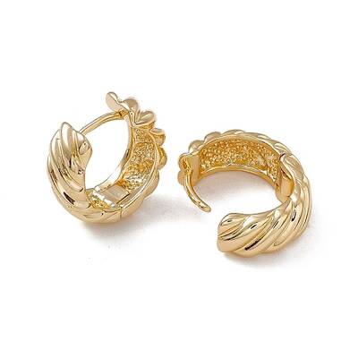 Rack Plating Brass Twist Thick Hoop Earrings for Women