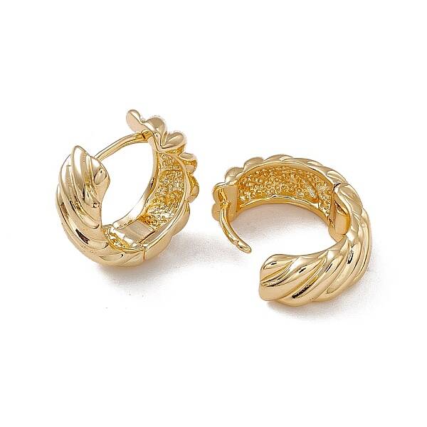 Rack Plating Brass Twist Thick Hoop Earrings for Women