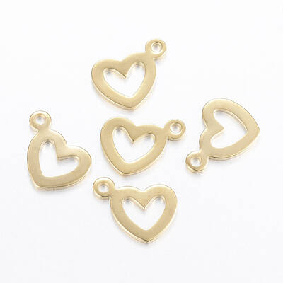 304 Stainless Steel Open Heart Charms
